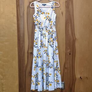 Olive Branch (Possibly Lemons) Long Sleeveless Maxi Sz S